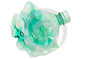 Squeezed green PET bottle.