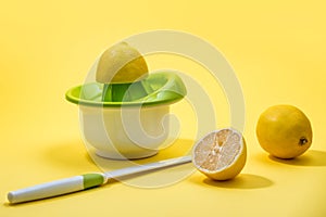 Squeezed Lemon on a Citrus juicer