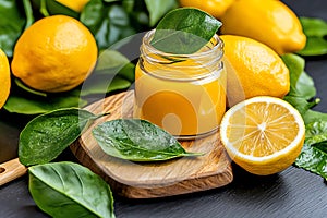 Squeezed lemon, culinary inspiration, base for vinaigrettes forms the foundation for dressings, adding sharpness and depth photo