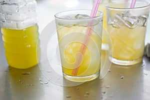 Squeezed sugar cane juice in glass