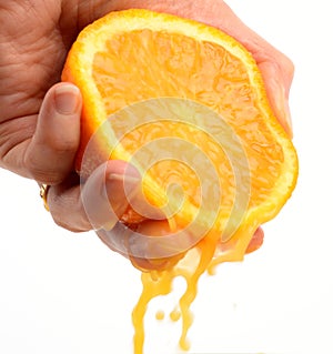 Squeezing orange