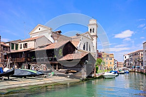 Squero di San Trovaso. Workshop for making gondolas, Venice, Ital