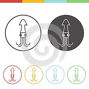 Squid icons in thin line style