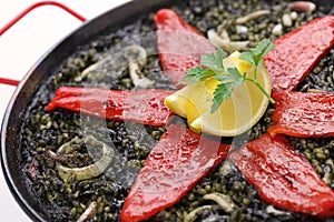 Squid ink paella
