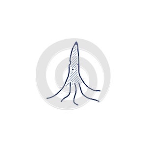 Squid line icon. Squid linear hand drawn pen style line icon