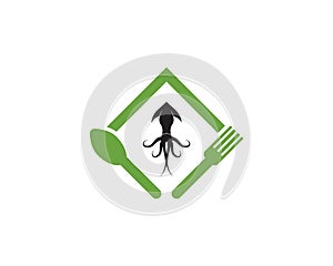 Squid resto logo vector template