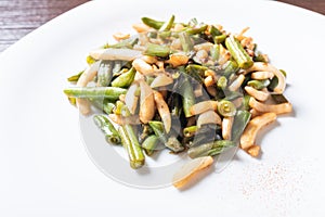 Squid salad with beans on a plate