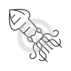 squid seafood line icon vector illustration