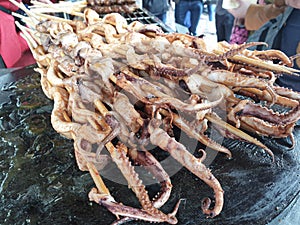 Squid tentacle satay