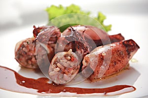 Squids stuffed with rice