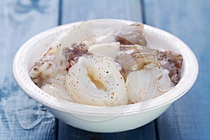 Squids in white plate