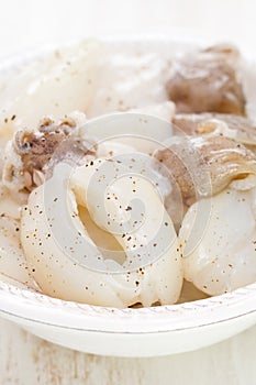 Squids in white plate