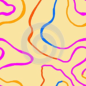 Squiggle line doodle seamless pattern. Creative abstract scribble style drawing background for kid or trendy design with