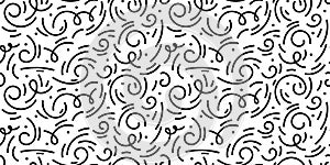 Squiggly doodle seamless background, tribal scribble repeat texture. Creative minimalist monochrome pattern in trendy