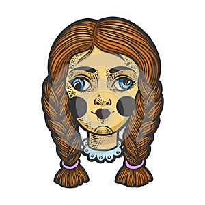squint cockeyed doll sketch vector illustration photo