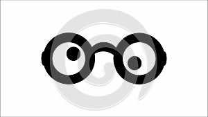 Squint Eyes Movement - Black GLASSES - Ocular Motility - Cartoons Flat Design