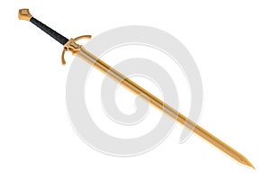 Squire Sword from brass, copper or golden. 3D rendering
