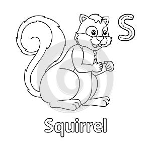 Squirrel Alphabet ABC Coloring Page S