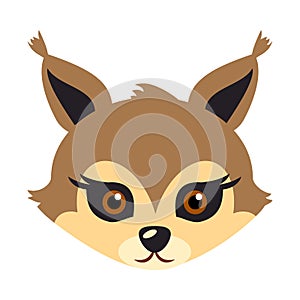 Squirrel Animal Carnival Mask. Brown Fluffy Bun.
