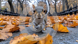 Squirrel in Autumn Leaves
