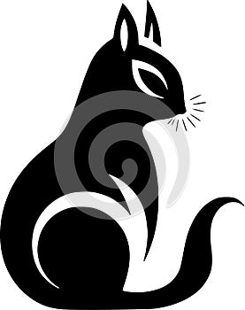 Squirrel - black and white vector illustration