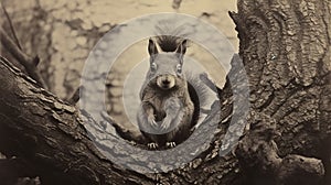The Squirrel: A Captivating Portrait In The Style Of Thomas Nast And Keith Carter