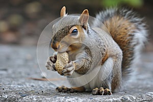 squirrel with cheek pouches stuffed with peanuts