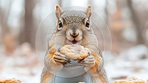 Squirrel enjoying a cookie
