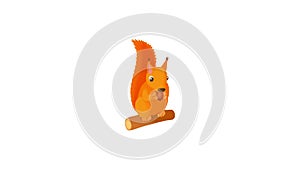 Squirrel gnaws a nut icon animation