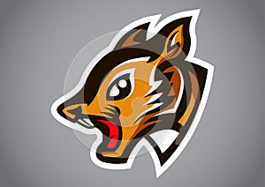 Squirrel head brown shield logo vector