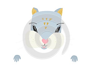 Squirrel head for printing on a children's t-shirt. Vector illustration of a rodent on a white background. orilla photo