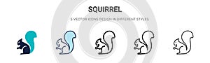 Squirrel icon in filled, thin line, outline and stroke style. Vector illustration of two colored and black squirrel vector icons