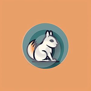 Squirrel Icon Illustration Design In Dark Teal And Light Orange
