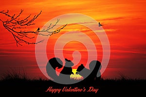 Squirrel in love at sunset