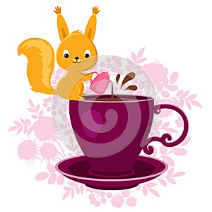 Squirrel making coffee