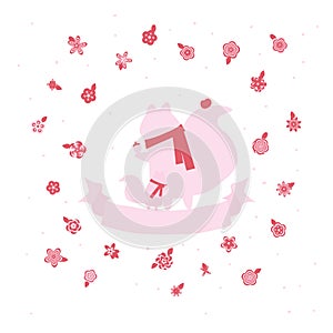 Squirrel mother baby ribbon card