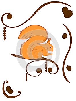 Squirrel with nut. Natural design