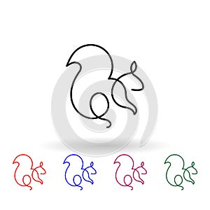 Squirrel one line multi color icon. Simple thin line, outline vector of animals one line icons for ui and ux, website or mobile