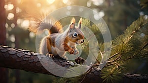 squirrel pine tree branches