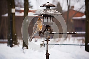 squirrel-proof bird feeder on a pole