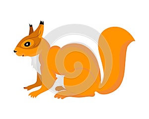 Squirrel redhead sweetheart. Flat style. Isolated. White background. Vector.