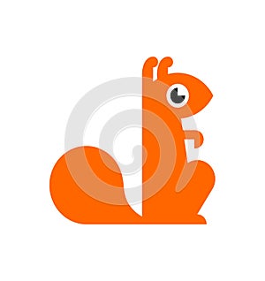 Squirrel sign isolated. bun tree-dwelling rodent with a bushy tail