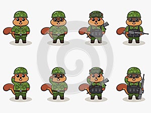 Vector illustration of Squirrel Soldier set