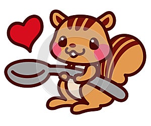 Squirrel with a spoon