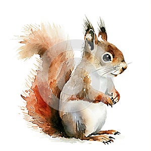 Squirrel in style of childlike simplistic watercolor