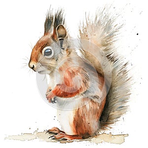 Squirrel in style of childlike simplistic watercolor