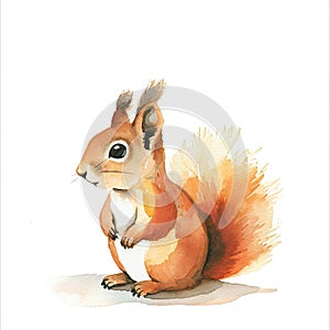 Squirrel in style of childlike simplistic watercolor