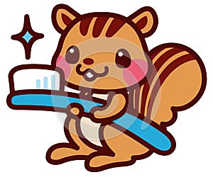 Squirrel with a toothbrush