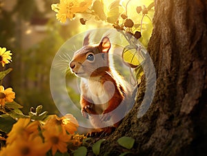 squirrel on a tree  Made With Generative AI illustration