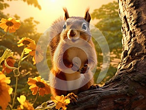 squirrel on a tree  Made With Generative AI illustration